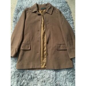 Harve Benard Wool Blend Coat Women's Small Brown Lined Button Front Jacket‎